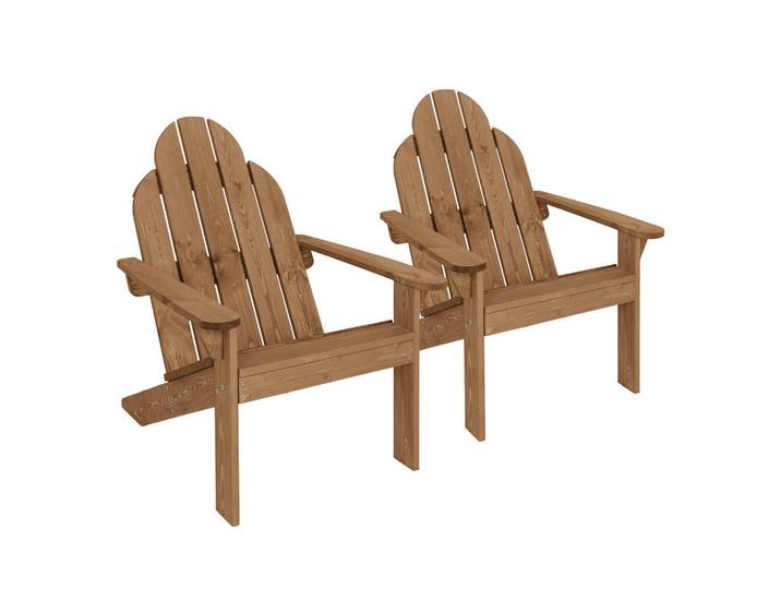 Ml-Design Stuhl Lounge Holz 2er Set, Braun, 89x92.5x70 cm, Gartenmöbel, Gartensessel, Gartenstühle