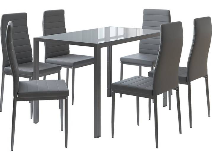 Vicco Grand Eettafel set – 120 x 75 cm Set van 6 Grijs