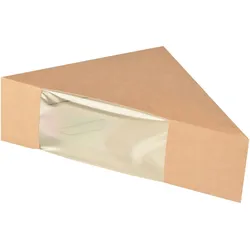 50x Bio-Sandwichboxen Pappe mit Sichtfenster aus PLA 123x123x52mm braun