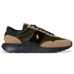 Polo Ralph Lauren für Herren. 809P15710003 Sportlicher Train 89 mit grünen Wildlederpaneelen (41), Wohnung, Schnürsenkel, Lässig