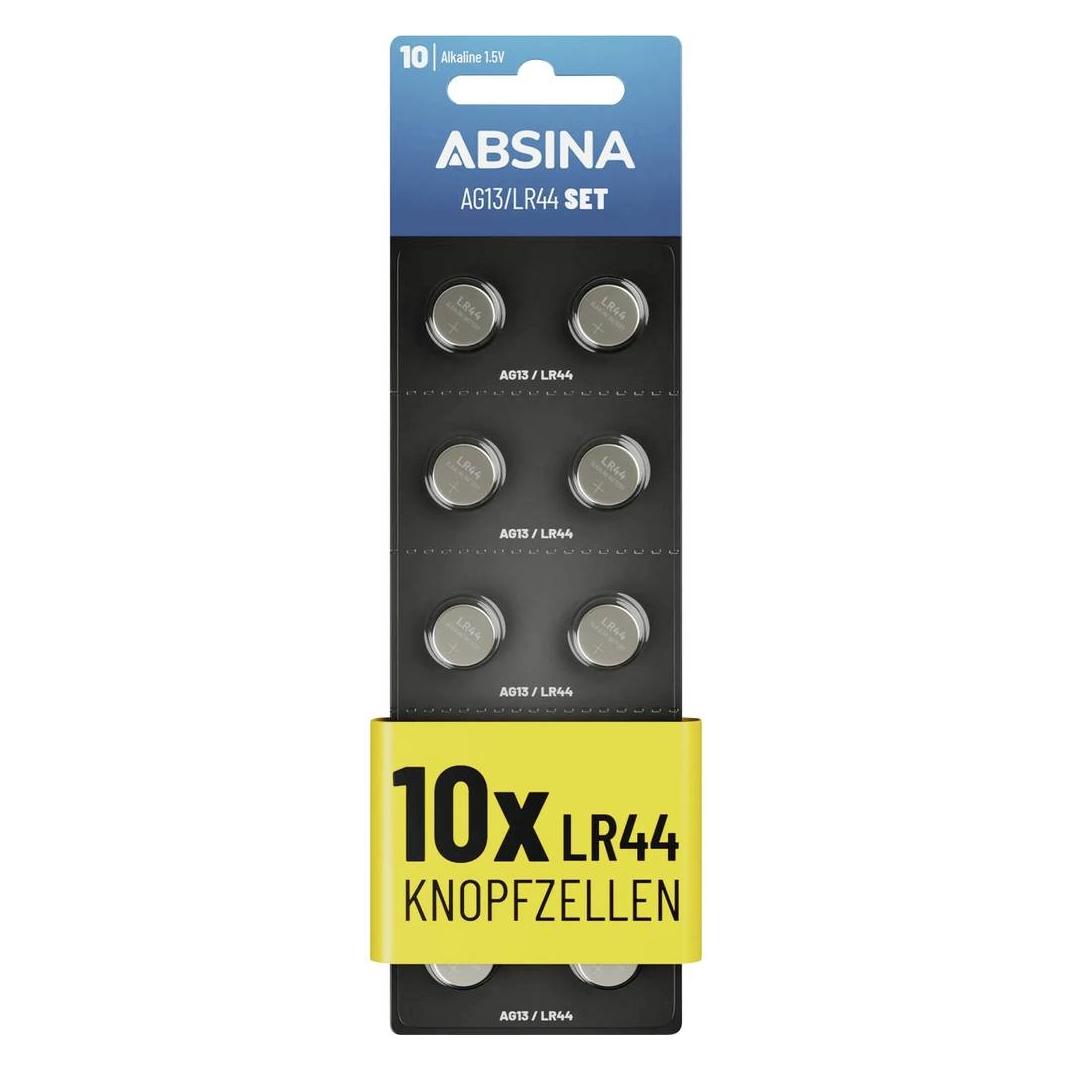 Absina Knopfzellen-Set AG13 / LR44, 10-teilig (10 Stk., LR44) (401017)