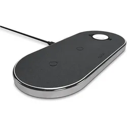 Epico Wireless Charging Base 3in1 PU leather (30 W), Wireless Charger, Grau