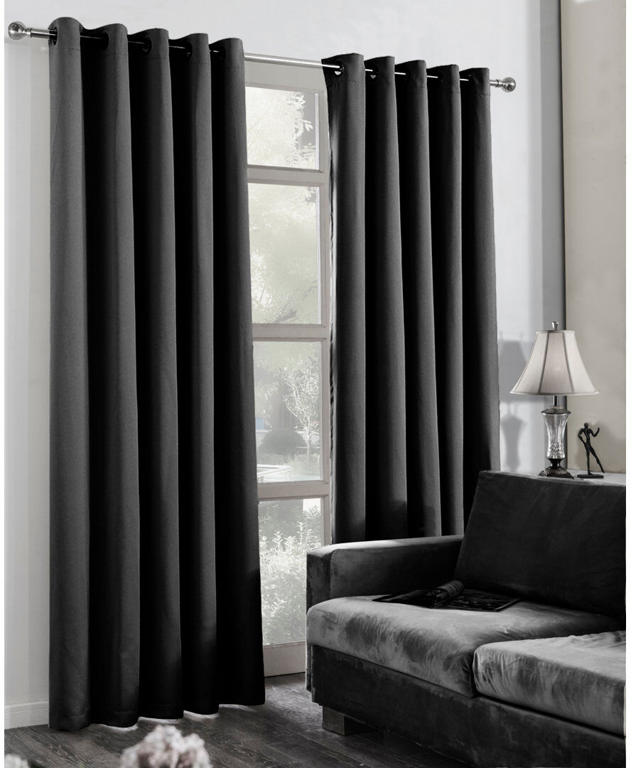 Wade Logan Malene Sheer Curtain Pair Black 228 W x 228 D cm