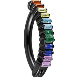 Titan Bauchnabelclicker BOGEN + EINGEFASSTE BUNTE KRISTALLRECHTECKE