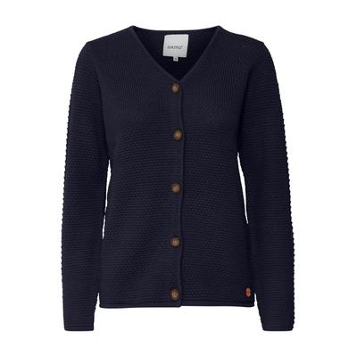 Cardigan OXMO "Cardigan OXHelga", Damen, Gr. S, blau (total eclipse), Obermaterial: 100% Baumwolle CO., Strickjacken