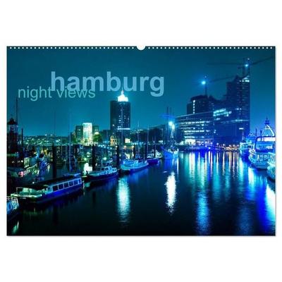 hamburg - night views (Wandkalender 2027 DIN A2 quer), CALVENDO Monatskalender