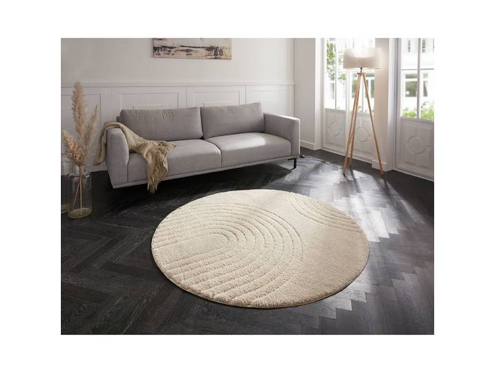 Hochflorteppich Fergus Ø 160cm Beige/Creme
