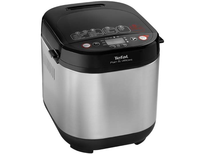 TEFAL Brotbackautomat Pain & Délices, 20 Backprogramme, 3 Brotgrößen und Bräunungsgrade , grau (schwarz, edelstahlfarben), B:31,8cm H:33,9cm T:35,6cm, Brotbackautomaten, auch für Pizza-/Nudel-/Kuchenteig, antihaftbeschichtete Form, PF240E, Brotbackautomat