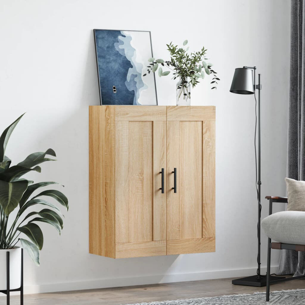 Alpen Home This wall mounted cabinet with an elegant design makes a timeless addition to your interior decor. Sonoma Oak 90cm H X 69.5cm W X 34cm D