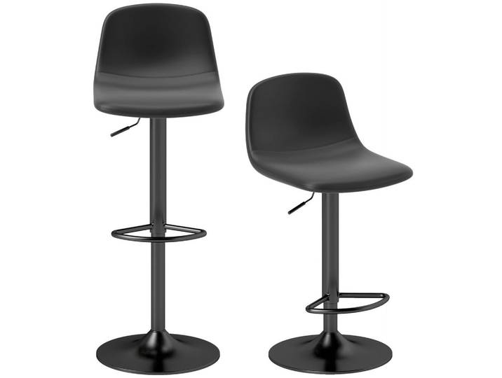 Homcom 2Er-Set Barhocker, Barstühle mit Kunstlederbezug, drehbar, Schwarz, Metall, 44x104x40.5 cm, Esszimmer, Barmöbel, Barhocker