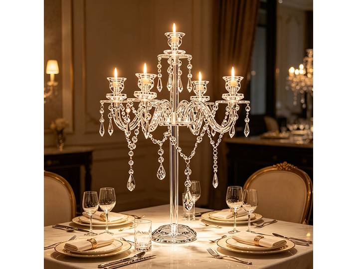 Chandelier de luxe vintage en PVC, élégant pour table de mariage, centres de table, bougeoirs nordiques esthétiques