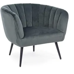 Sessel Avril in Samt-Optik, modern gepolstert, grau, Metallgestell, bequeme Armlehnen