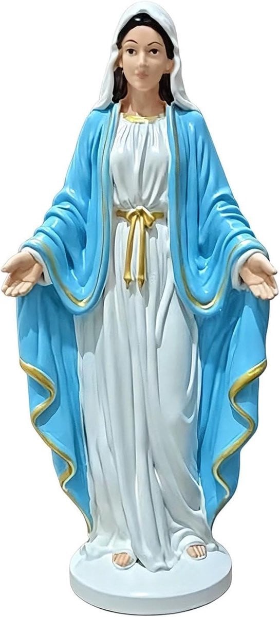 Wit Mariabeeld Religieus Figuurtje met Open Armen - Hoogte: 12 cm