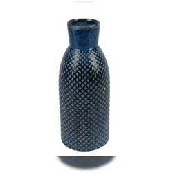 Decoris Porzellanvase in Flaschenform mit Strukturoberfläche 26,5x10,5cm Flaschenvase Tischvase Porzellan Blumenvase Tischdeko Geschenk Dekovase Blau