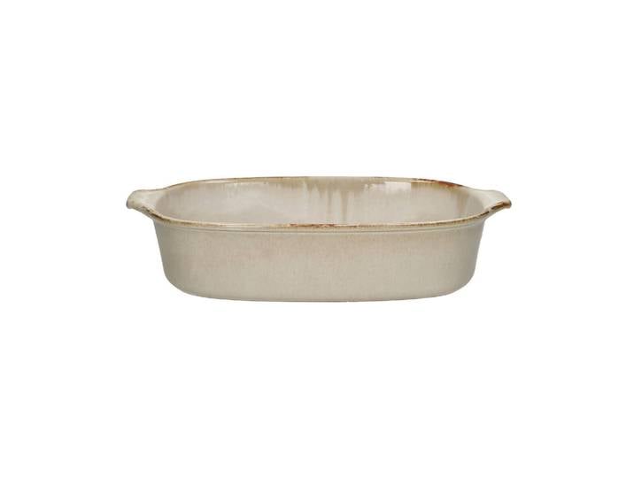 Plat à four en grès beige, résistant, glacé, forme organique - Po