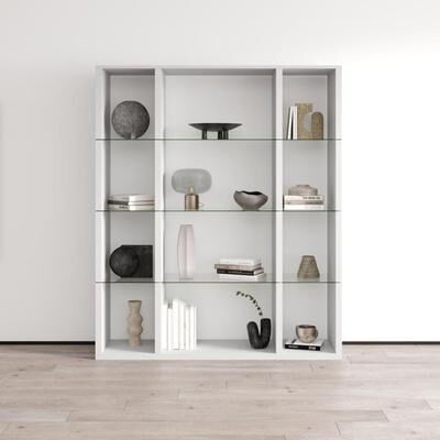 "Meble Furniture Napoli 59"" Modern Bookcase - Matte Media Shelf with European Craftsmanship, 70.5"" Tall Freestanding Bookshelf"