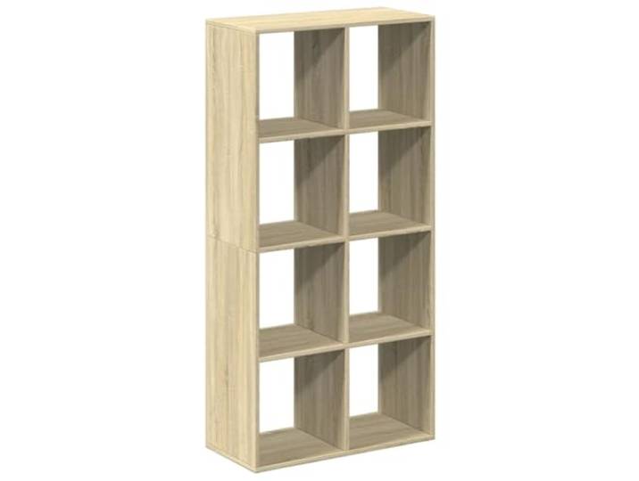 HKLGBVCR Regal, Raumteiler, Holz, Technik, 8 Fächer Wand- oder Bodenregal, Designtrenner, Sonoma-Finish, pflegeleicht, Wandbefestigung im Lieferumfang enthalten