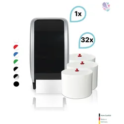 SET: 1x Toilettenpapierspender Doppelrollen Blanc Cosmos verschied. Farben + 32 Toilettenpapierrollen Long Life 3L - PRODUKTSET