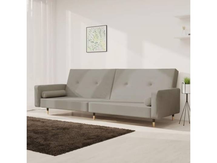 HEFZGDB Schlafsofa 2-Sitzer mit 2 Kissen Hellgrau Samt Bettfunktion Komfortables Sitzerlebnis Robuster Holzrahmen Stabilität Vielseitig Wohnzimmer Heimkino