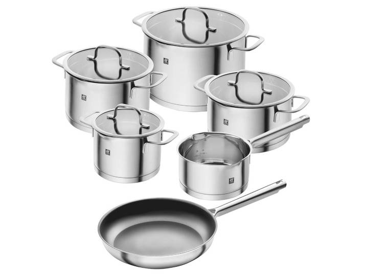 Zwilling Kochtopfset TrueFlow, Edelstahl, Metall, 6-teilig, 16 cm, rund, Messskala, rostfrei, Abgießfunktion, hitzebeständig,backofengeeignet, Kochen, Töpfe, Topfsets