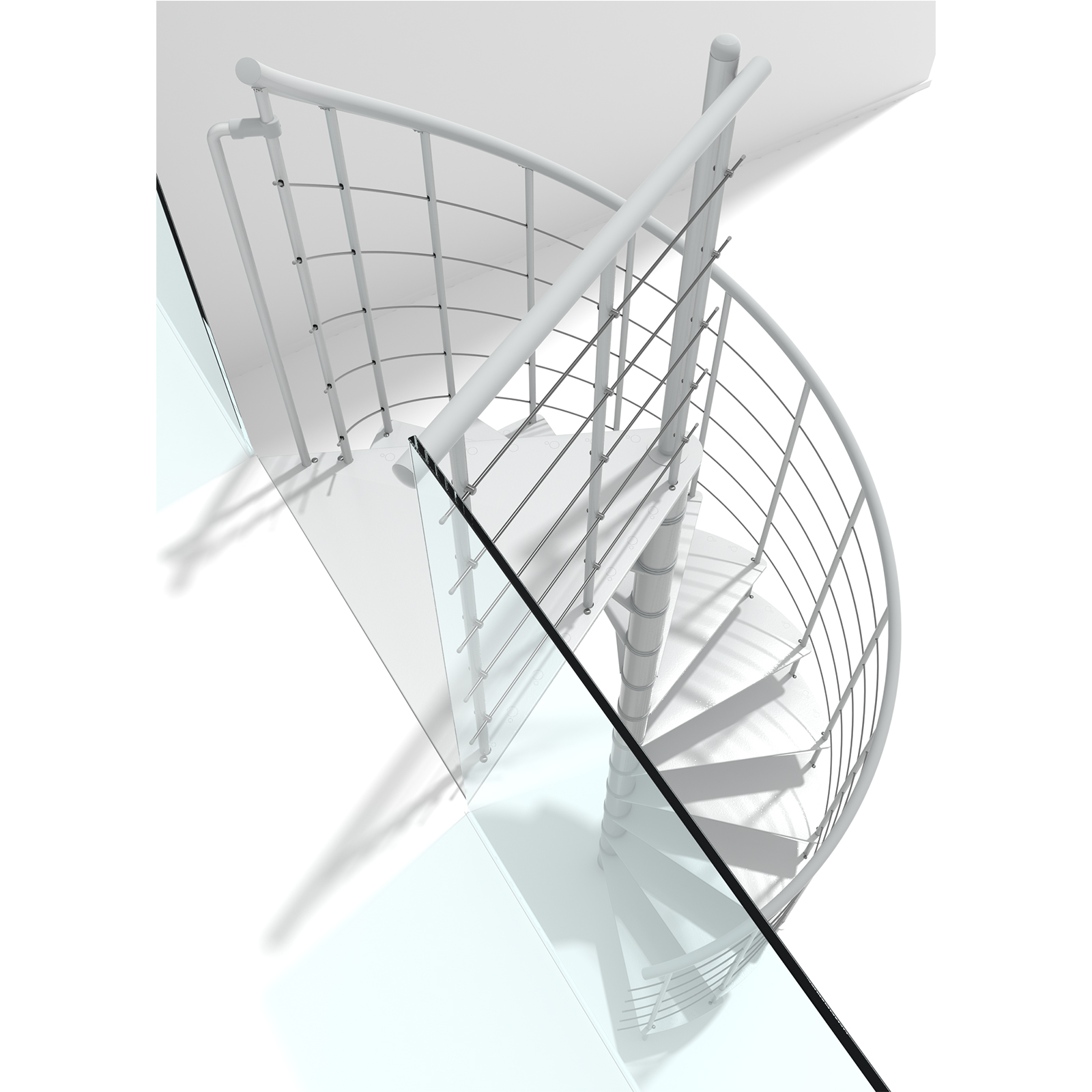 Minka Spindeltreppe Milano 42 - 300,3cm Geschosshöhe Weiß 140cm Durchmesser