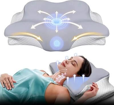 Uplifted Goods Ergonomic Memory Foam Butterfly Pillow For Neck And Shoulder Support pink