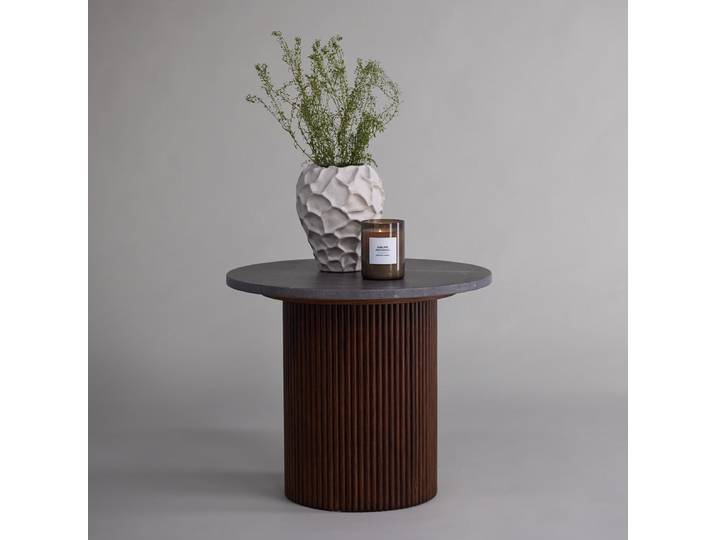 Nohr Ronde Bijzettafel Adrin Marmerlook, 52cm - Walnoot