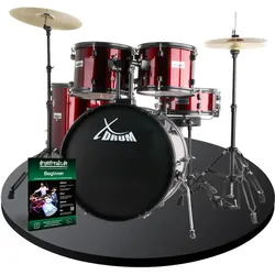 XDrum Rookie 22" Fusion Schlagzeug Komplettset Ruby Red inkl. Schule