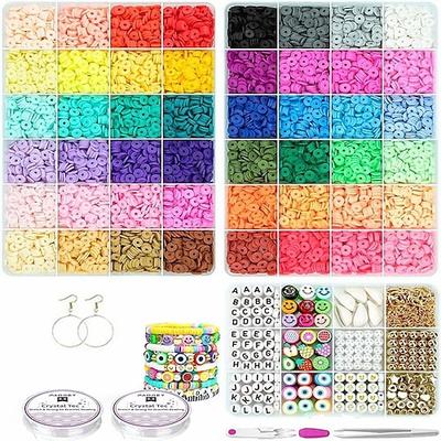 12000 Stück Tonperlen für die Armbandherstellung, Paodey, 48 Farben, 3 Boxen, flache Tonperlen, Heishi-Perlen mit Anhänger-Charm-Set und elastischen Schnüren für die Schmuckherstellung, Armbänder, Halsketten, Geschenksets