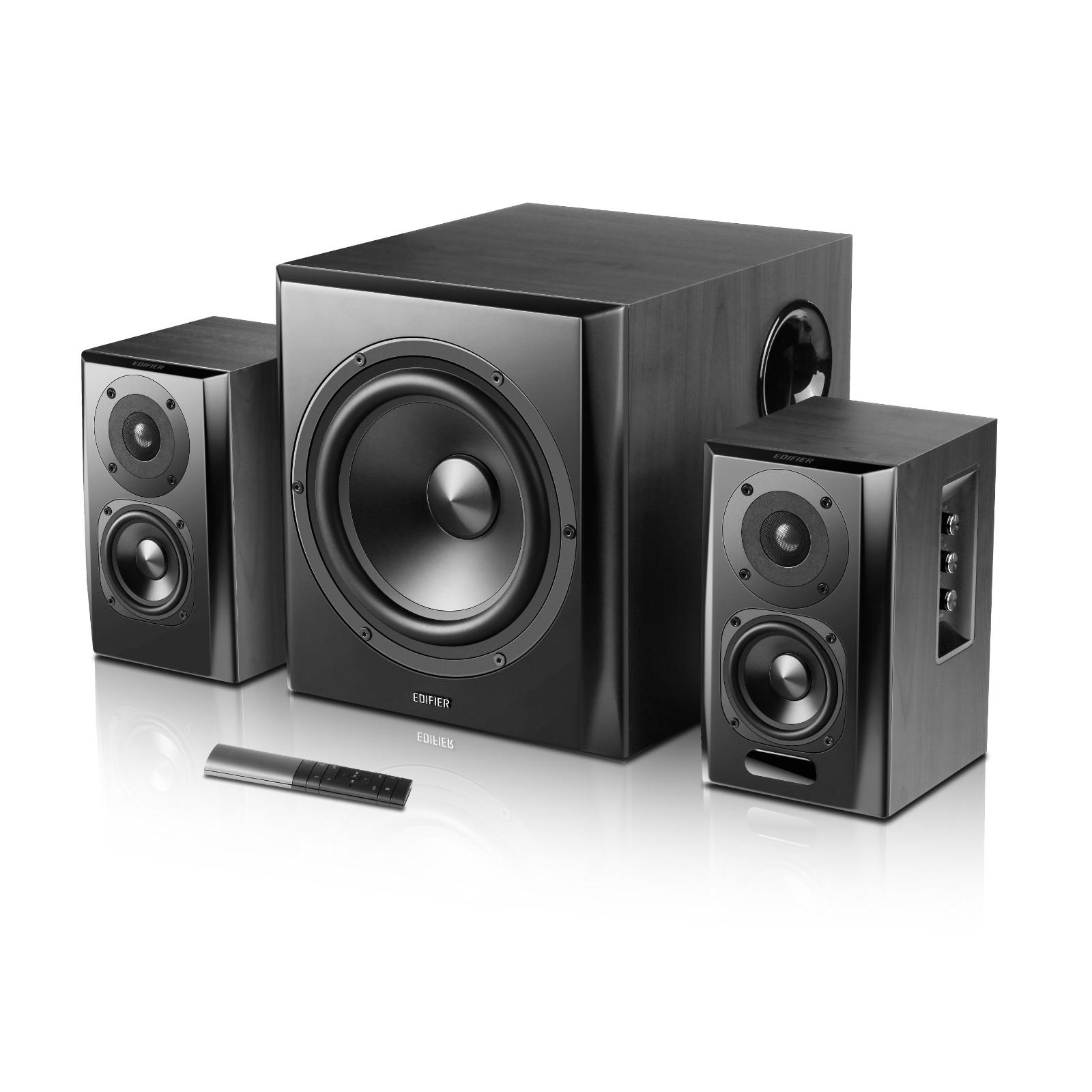Edifier S351DB 2.1 Bluetooth Lautsprechersystem - 150W, 8" Subwoofer, Titanium Hochtöner, Optical & Coaxial, HiFi Soundsystem Schwarz