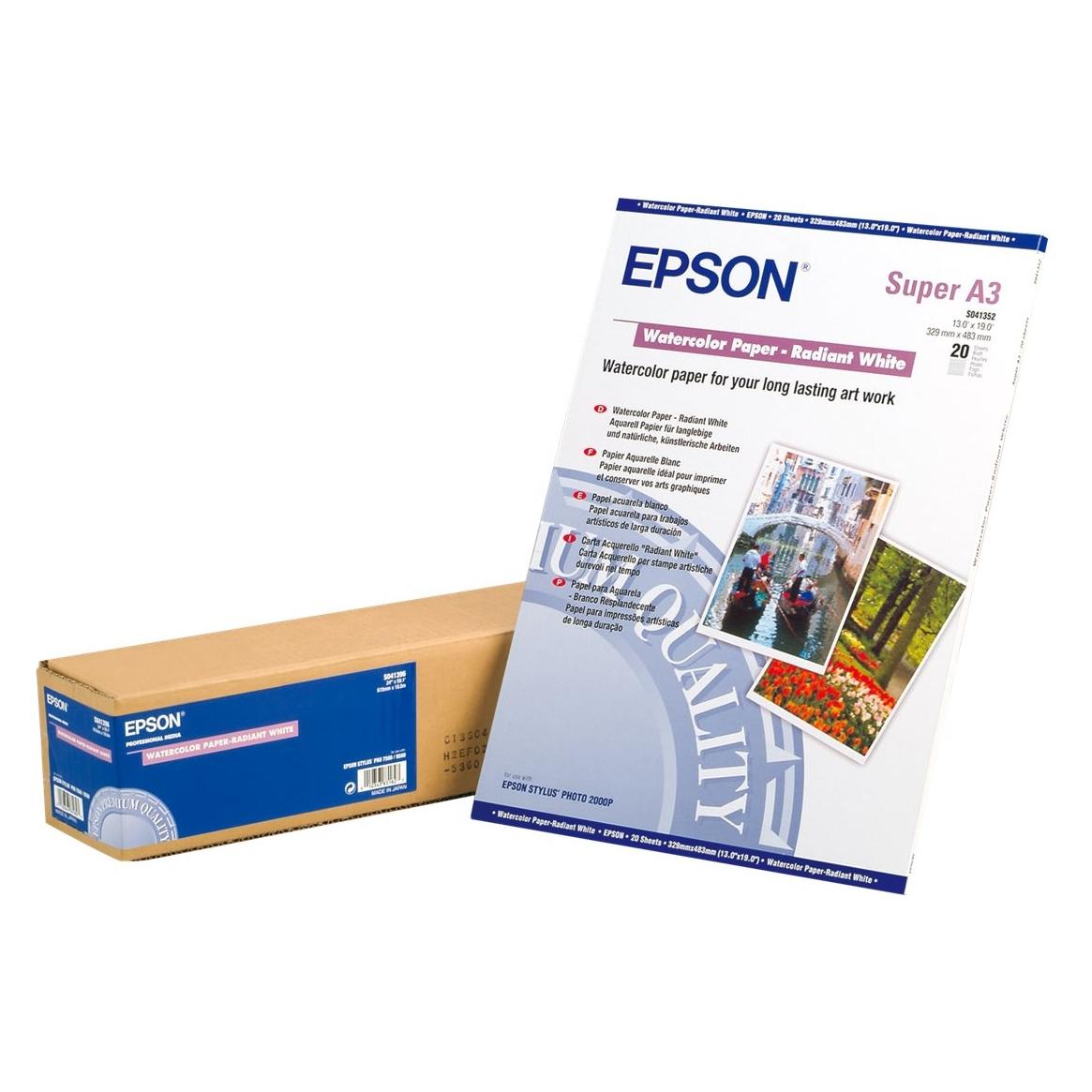 Epson Radiant White Watercolor Papier A3+ (190 g/m², A3+, 20 Stk.) (S041352)