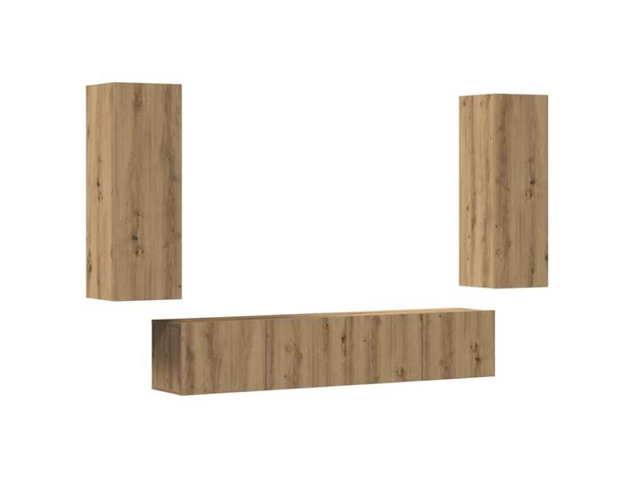 Lot de 4 meubles 80 x 30 x 30 cm bois beige