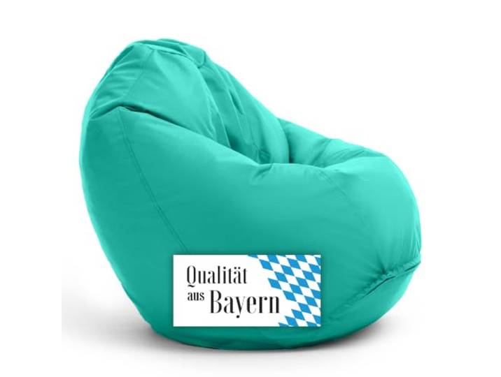 Bruni Sitzsack Classico L in Türkis – XL Sitzsack mit Innensack zum Lesen, Abnehmbarer Bezug, lebensmittelechte EPS-Perlen als Bean-Bag-Füllung, aus Deutschland