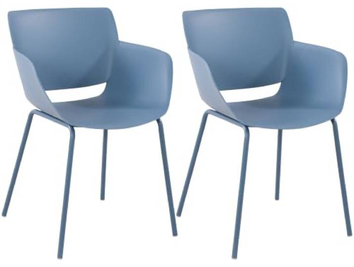 CLP 2er Set Gartenstuhl Alpena, Schalenstühle für Garten, Terrasse und Balkon, Sitzschalen wetterfest, Gestelle aus robustem Stahl, Farbe: blau
