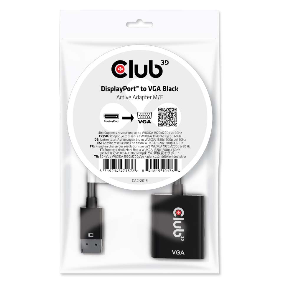 Club3D Club 3D DisplayPort™ auf VGA Schwarz Aktiver Adapter St./B schwarz CAC-2013