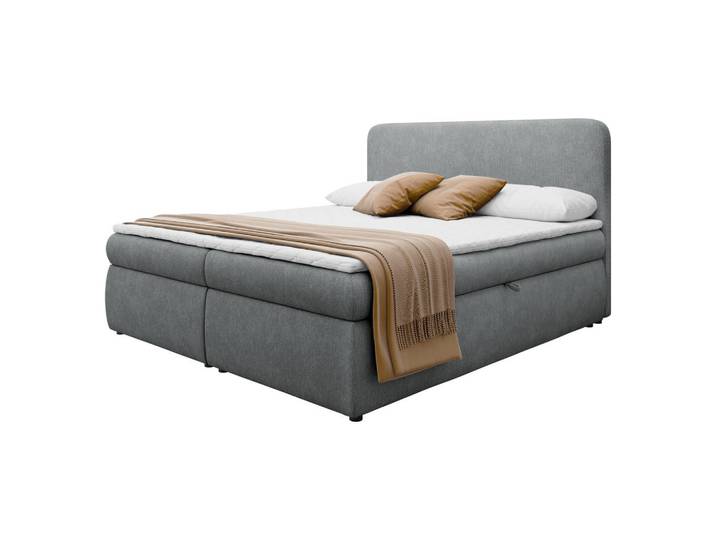 Mirjan24 Boxbett Bonny - H3, Grau, Kunststoff, Höhe ca. 17 cm, Rechteckig, 180x200 cm, Schlafzimmer, Betten, Boxspringbetten