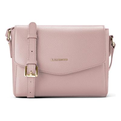 Umhängetasche LAZAROTTI "Bologna Leather Crossbody Umhängetasche Leder 22 cm", Damen, Gr. B/H/T: 5,5cm x 18cm, rosa, Leder, Taschen Umhängetasche