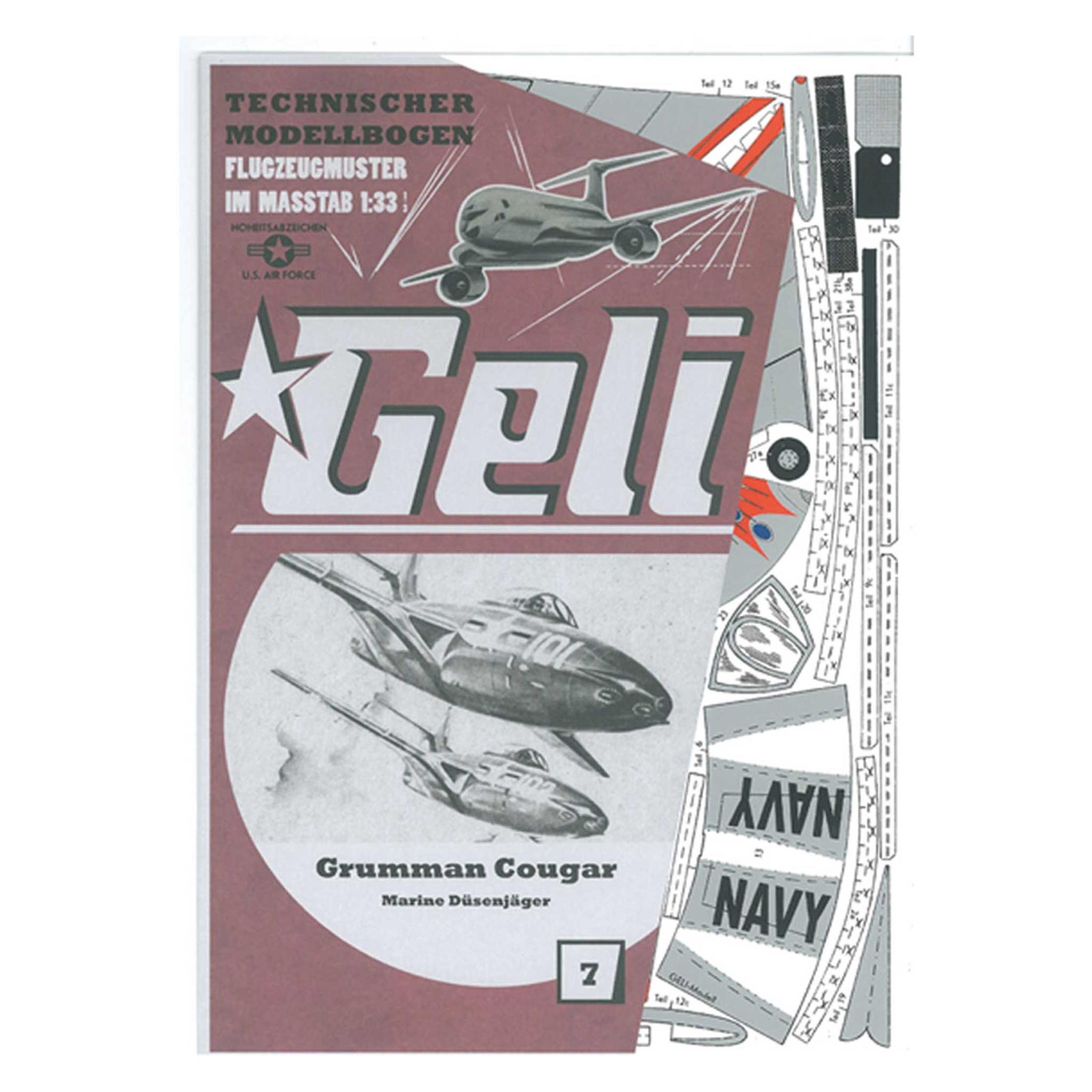 Geli Grumman F9f Cougar Kartonmodell (Motorflugzeug) (34007)