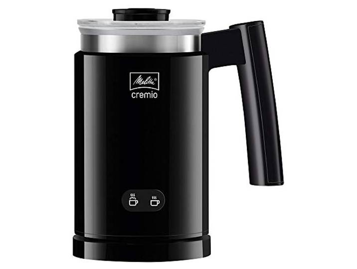 Melitta CREMIO II Milchschäumer – elektrischer Milchaufschäumer für kalte und warme Milch für z. B. Cappuccino, Latte Macchiato oder heiße Schokolade, schwarz