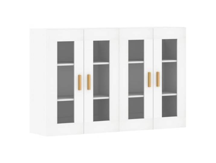 KGFHERENB Wandschrank 2er Set Weiß Hängeschrank Glas Vitrinenschrank 90cm Elegantes 2er-Set Hängeschränke mit Glastüren für Wohnzimmer und Schlafzimmer, 69,5x34x90 cm, ideal als Sideboard-Aufsatz.