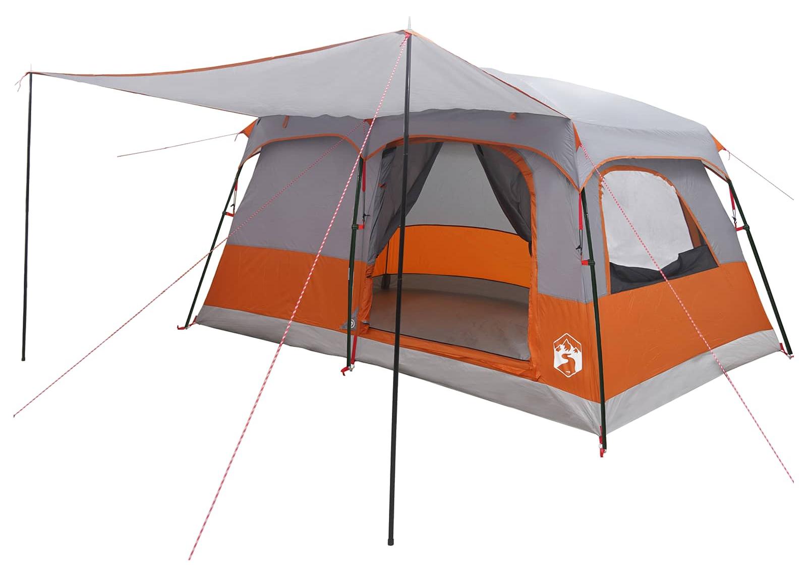 Familienzelt 10 Personen Grau und Orange Polyester und Stahl