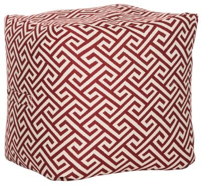SAFAVIEH Valentina Fret 18-Inch Upholstered Ottoman, Modern