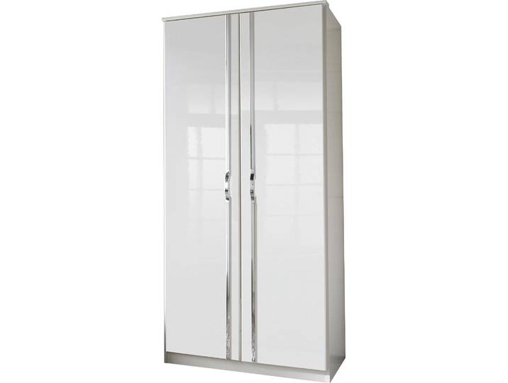Drehtürenschrank WIMEX Tromo , weiss (weiß, hochglanz weiß), B:90cm H:197cm T:58cm, Schränke, Drehtürenschrank, mit Hochglanz-Fronten, chromfarbene Leisten und Griffe, 90cm breit