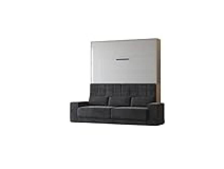 BB Loisir Lit escamotable 160x200cm Vertical Canapé Anthracite Lit Mural Sup M1 Blanc/Blanc Brillant