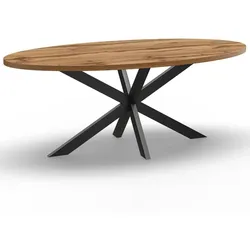 BIG Möbel GmbH Gastro Esstisch 200x100 cm Oval | Eiche Rom Natur | Spider-Gestell