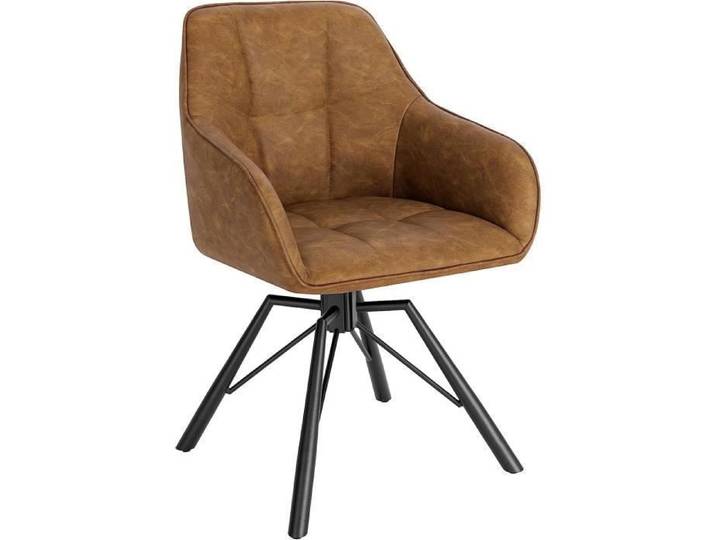 Chaise pivotante en similicuir marron clair - WOLTU - Assise Rembourrée - Pieds en métal