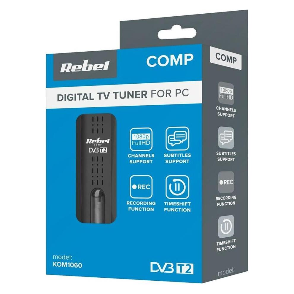 Rebel TV Comp Receiver DVB-T2 DVB-C DVB-T H.265 HEVC USB (USB, DVB-C, DVB-T, DVB-T2) (KOM1060)