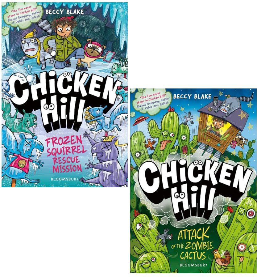 Bloomsbury Ltd Chicken Hill 2 Books Collection Set by Beccy Blake - Attack of the Zombie Cactus and Frozen Squirrel Rescue Mission