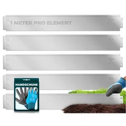 KESSER® Rasenkante Beeteinfassung Beetumrandung 5 bis 50m Beetbegrenzung Rasenbleche Mähkante Metall Palisade Inkl. Handschuhe