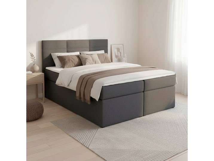 Boxbett Lisa Dunkelgrau ca. 140x200 cm mit Topper